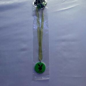 PLAYBOY Green Bunny Pendant Necklace with Matching Earrings
